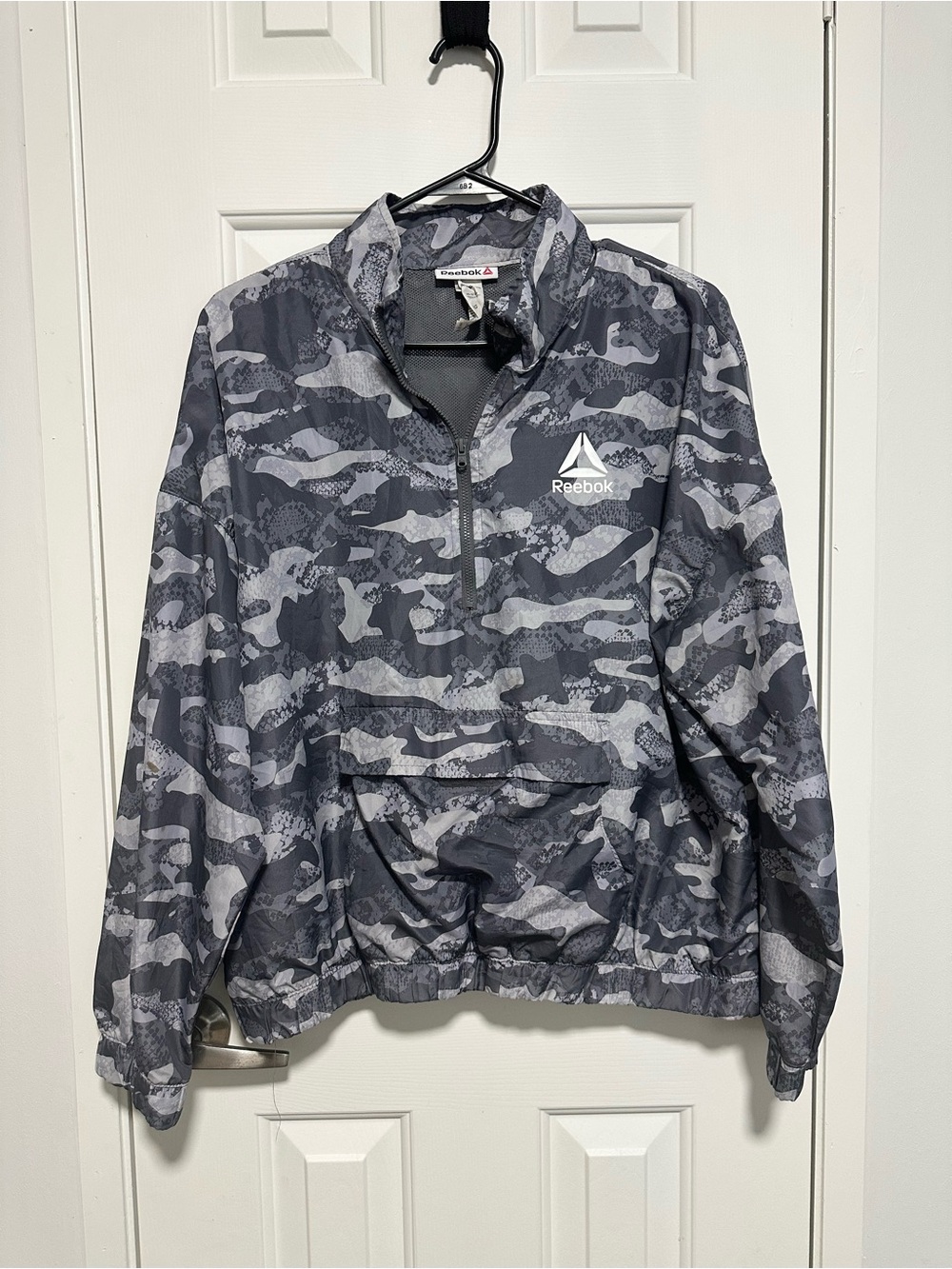 Reebok Black and Gray Camo Quarter-Zip Pullover